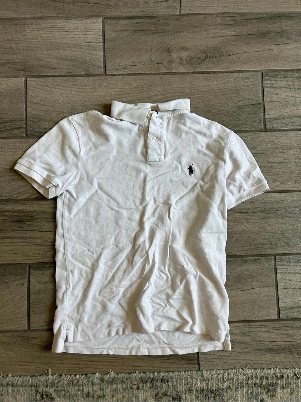 Ralph Lauren White Short-Sleeve Polo Shirt with Navy Pony